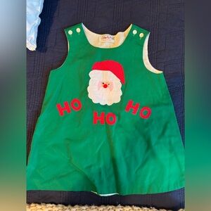 Green Santa Dress with Red Accents